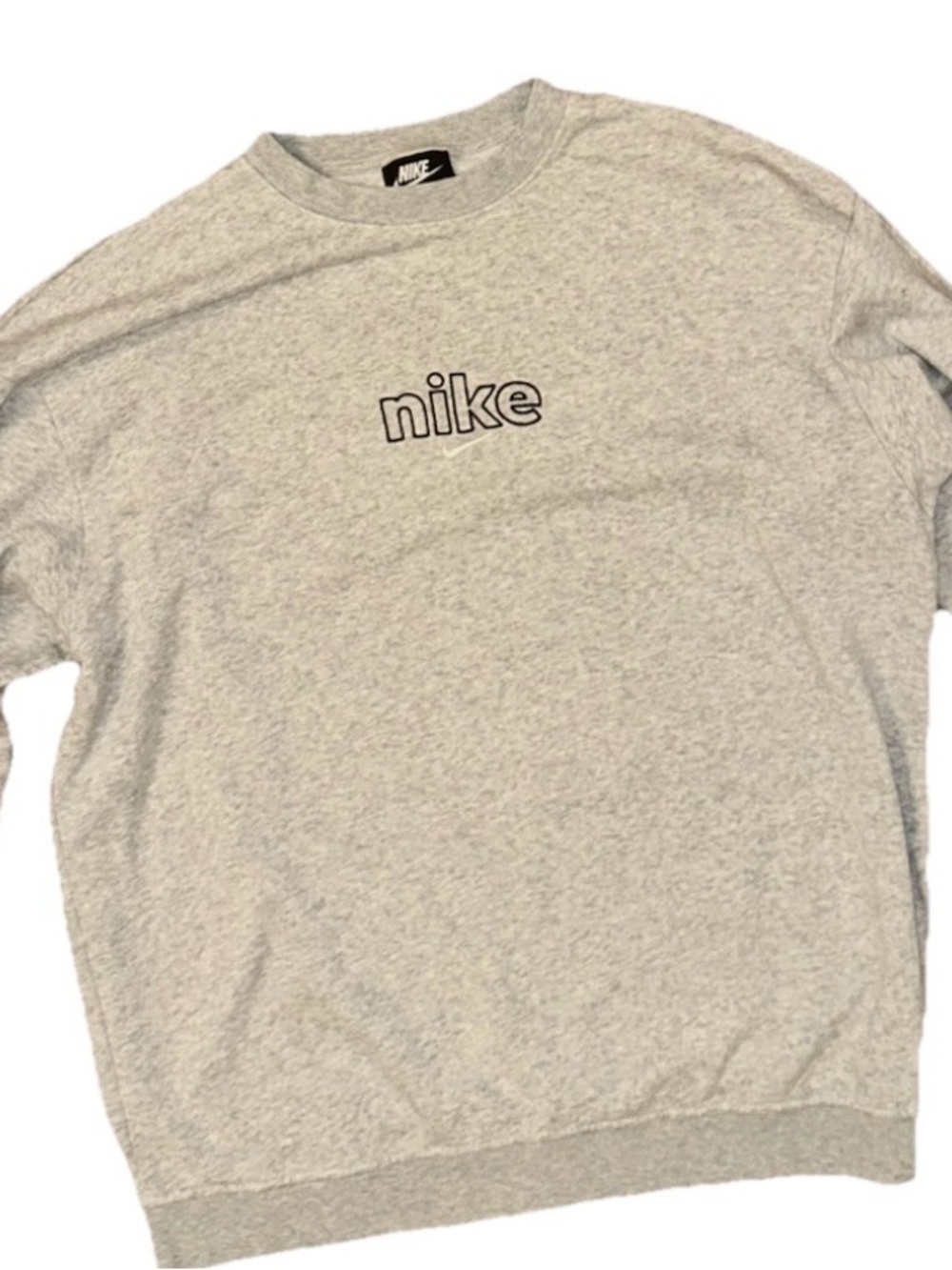 Nike Light Heather Gray Crewneck Sweatshirt with Outline Logo